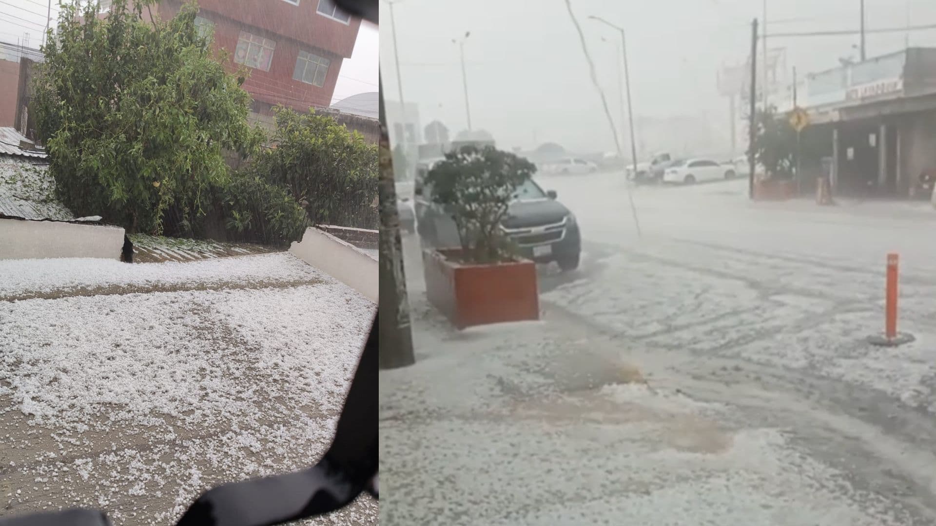 Fuerte Lluvia con Granizo en Puebla Cubre de Blanco Calles, Terrenos y Azoteas
