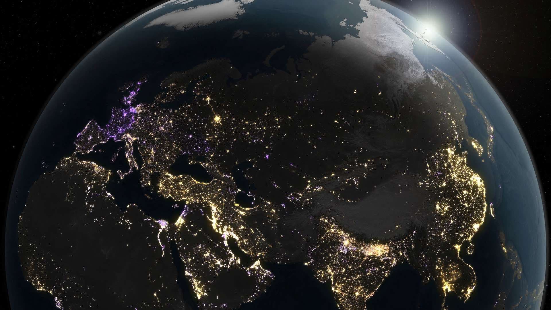 La Tierra vista de noche