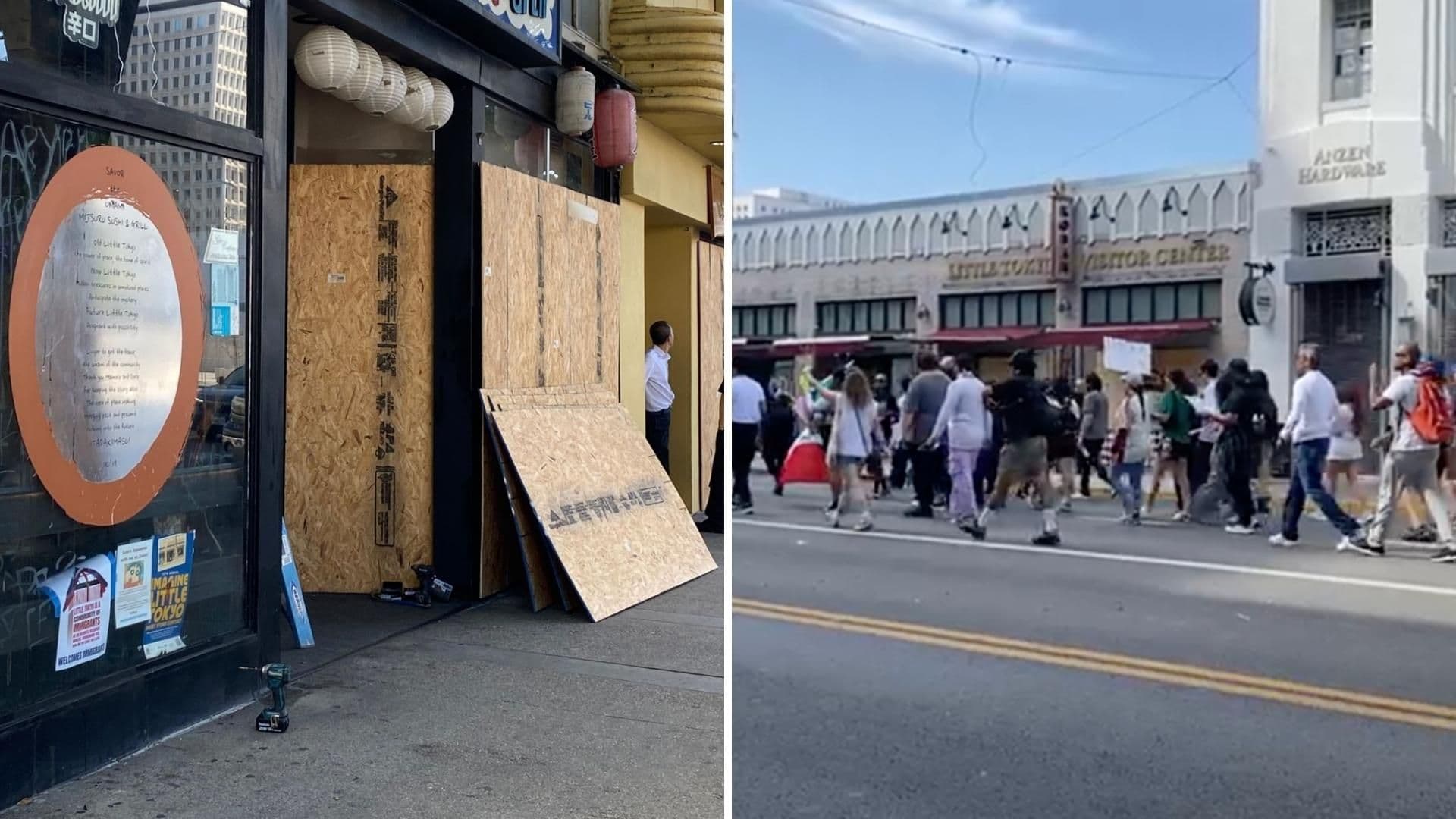 Comerciantes de la "Pequeña Tokio" en Los Ángeles Blindan sus Negocios por Protestas Contra ICE