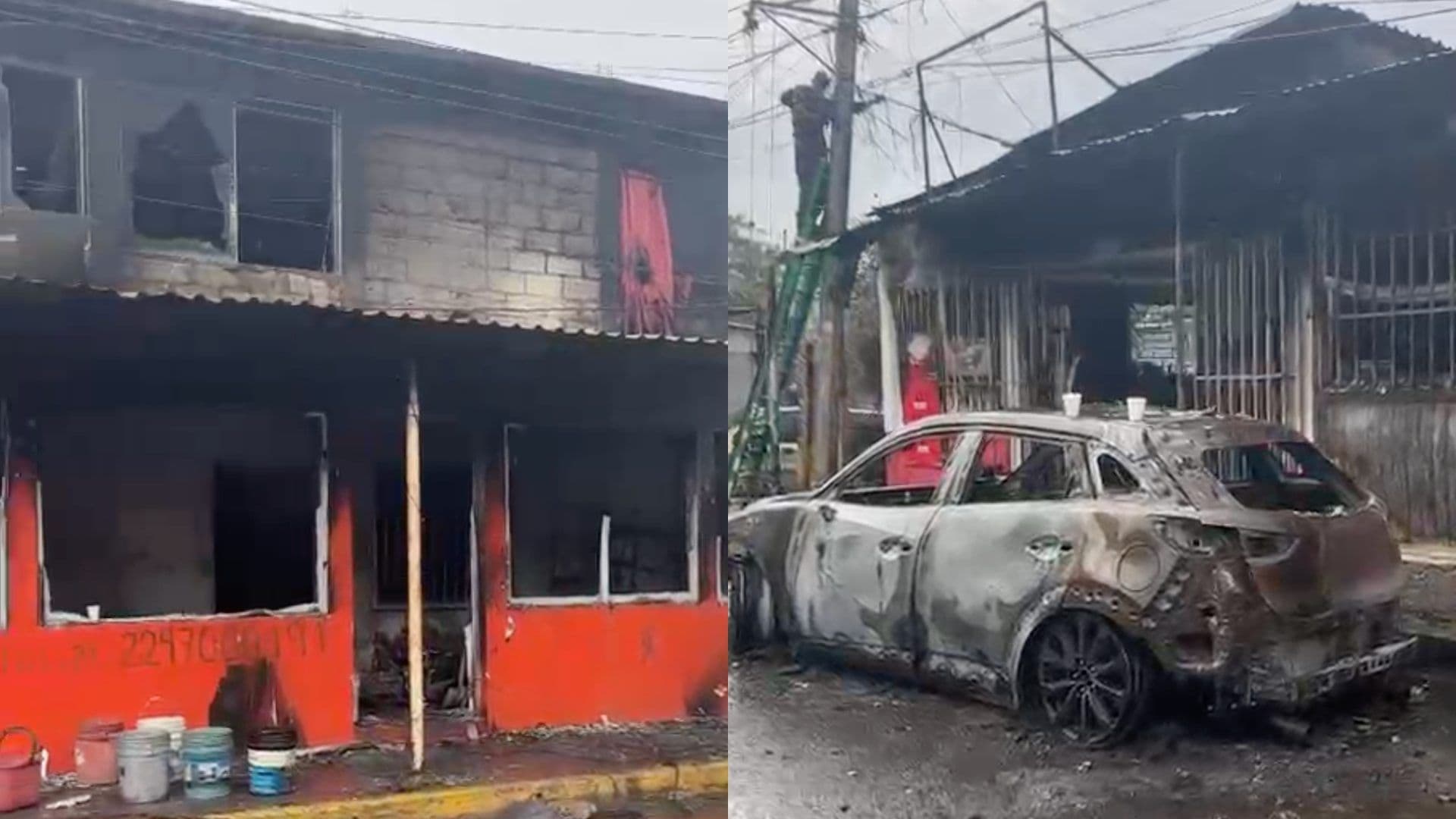 Incendio se Extiende y Alcanza Vivienda con Familia, Locales y Autos en Medellín, Veracruz