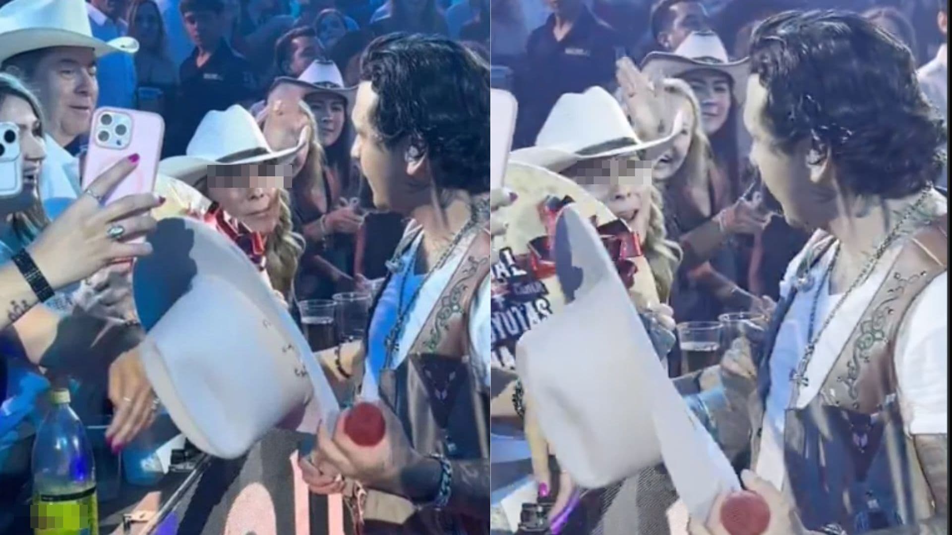 Christian Nodal Regaña a Fan por Intentar Quitarle el Sombrero en Palenque de ExpoGan Sonora