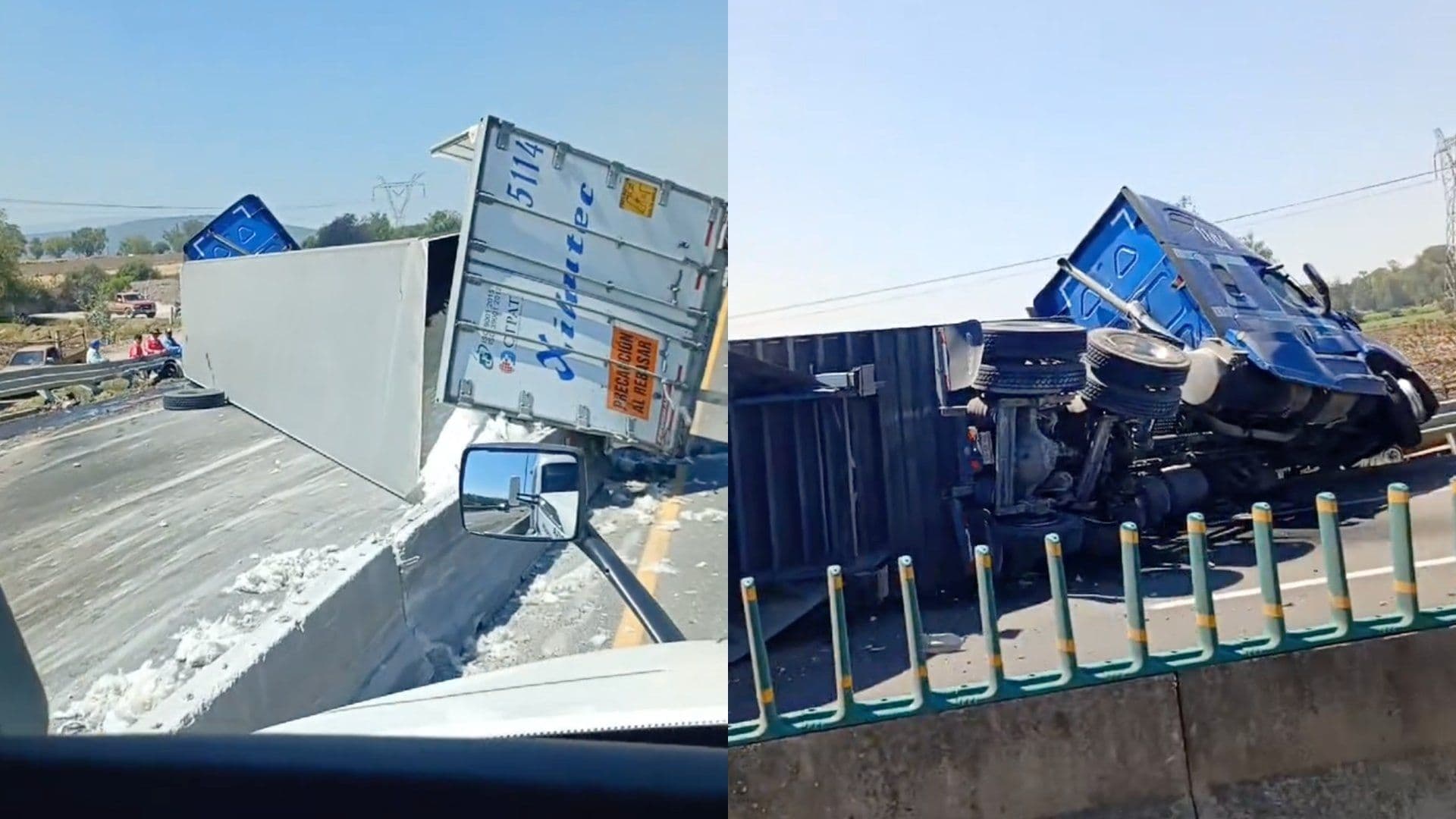 Un Tráiler Chocó contra Muro de Contención y Volcó en el Sentido Opuesto del Arco Norte