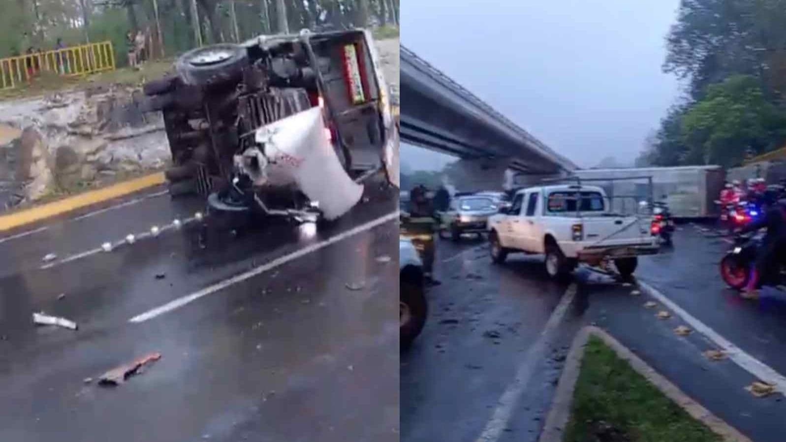 Autobús Se Impacta Contra Muro y Termina Volcado en Xalapa, Veracruz; Reportan Un Lesionado