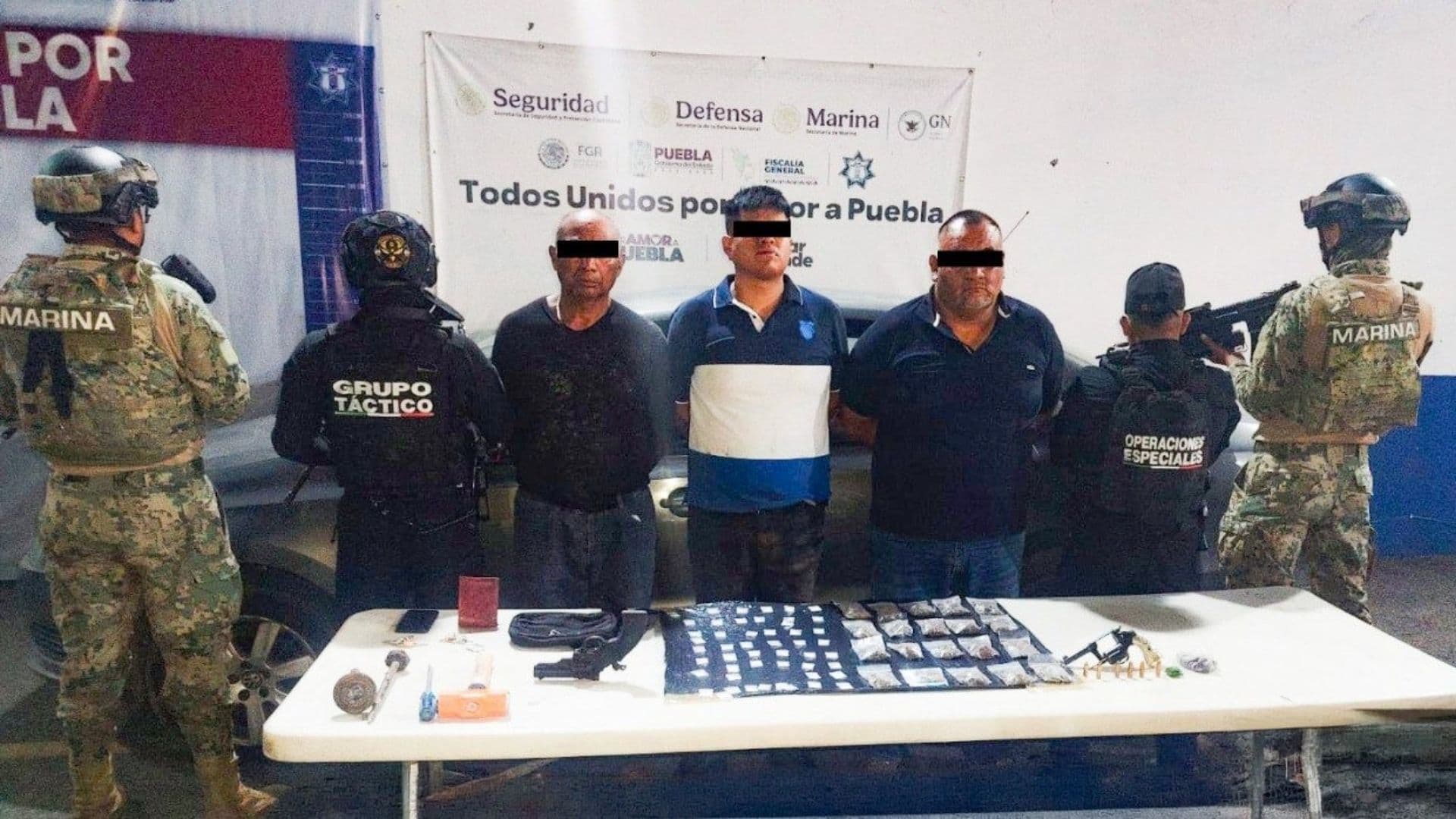 Detienen a Tres Presuntos Asaltantes de Tiendas de Conveniencia en Amozoc, Puebla